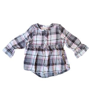 Jumping Beans Girls Plaid Shirt Size 18 months Pink/White/Black